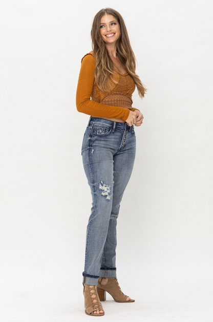 Judy Blue Contrast Wash Boyfriend Jeans