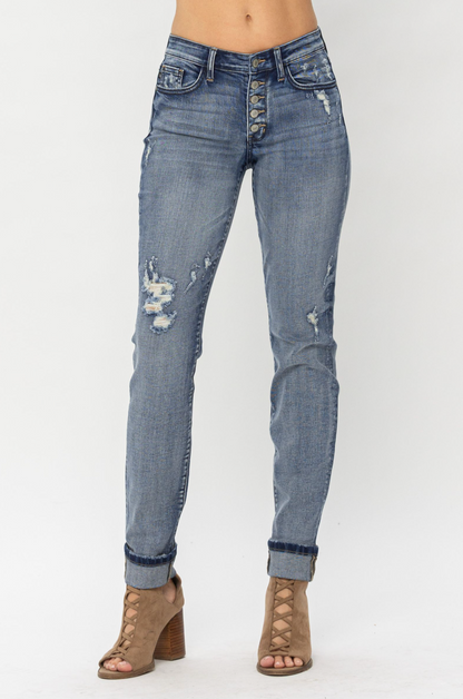 Judy Blue Contrast Wash Boyfriend Jeans