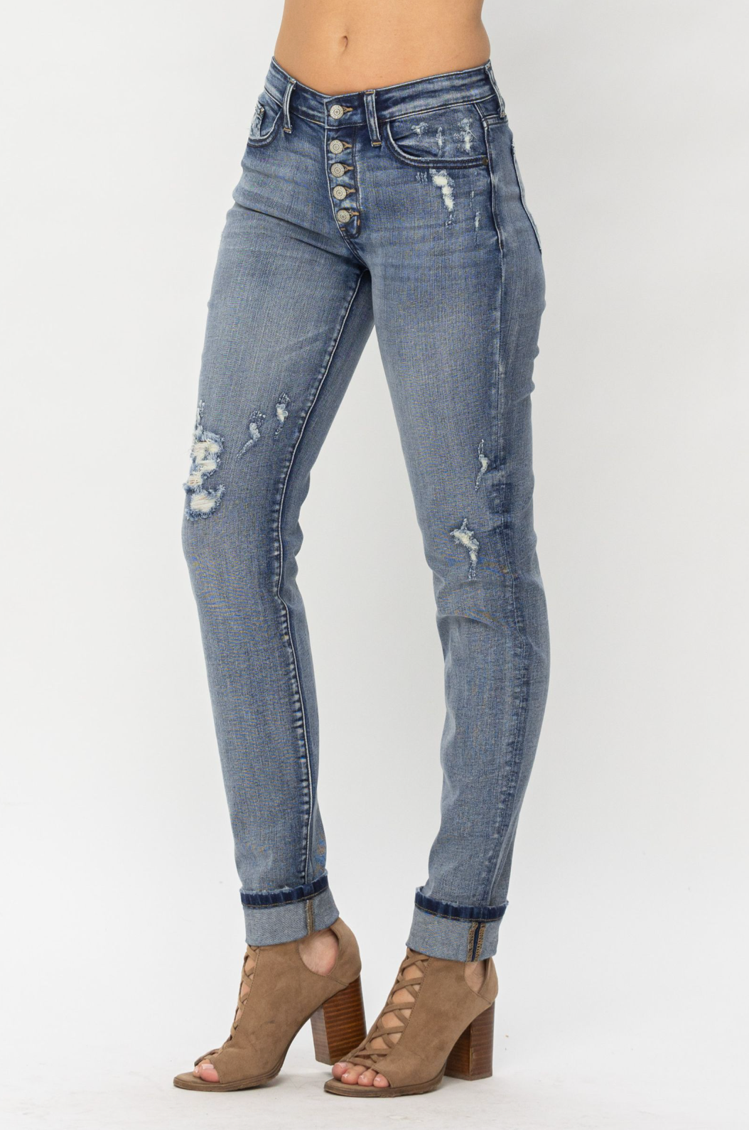 Judy Blue Contrast Wash Boyfriend Jeans