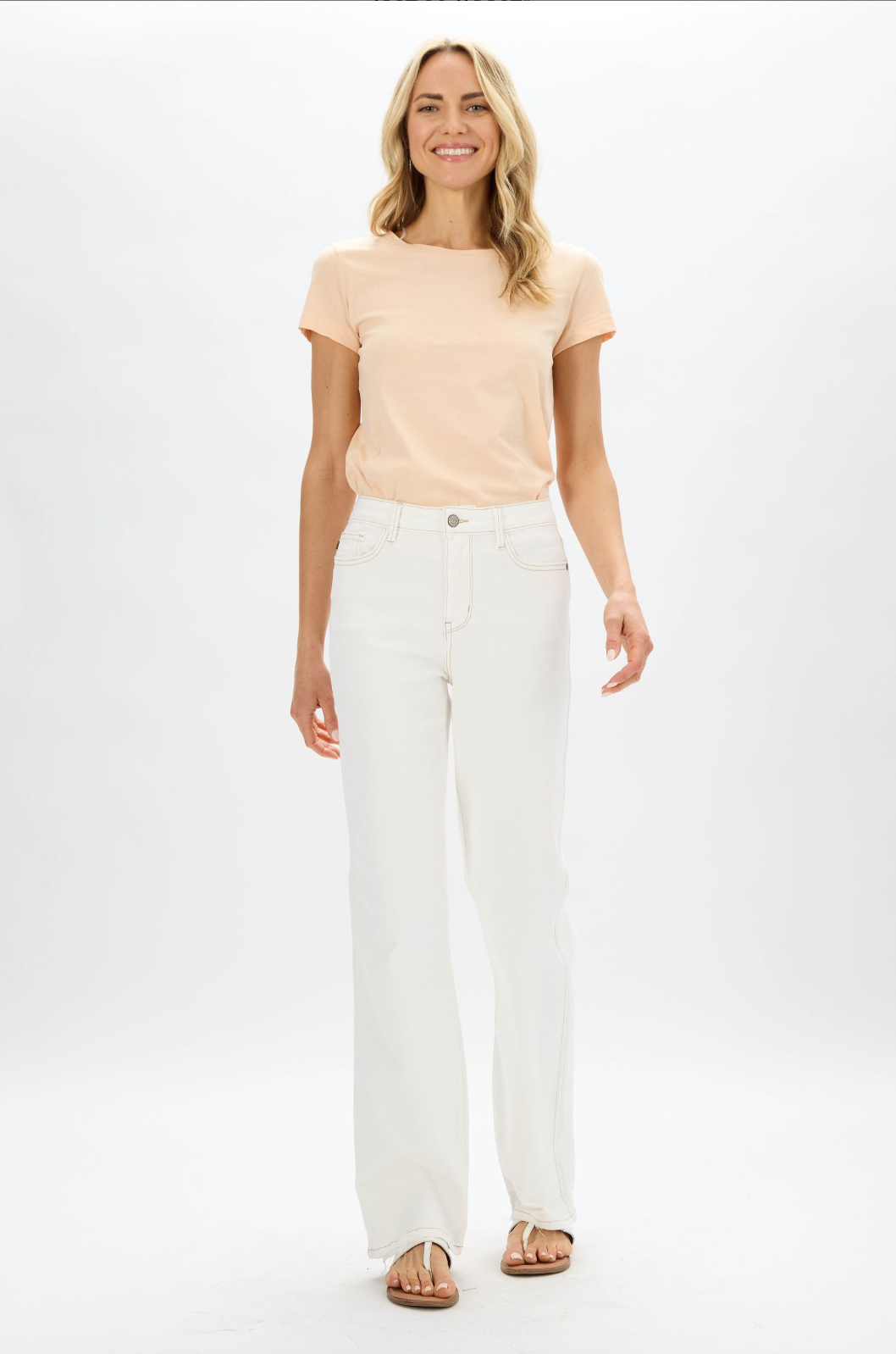 Judy Blue Ecru Straight Leg Jeans