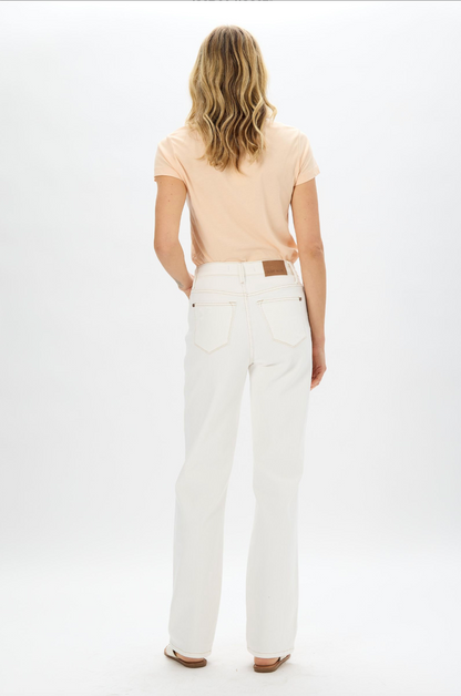 Judy Blue Ecru Straight Leg Jeans
