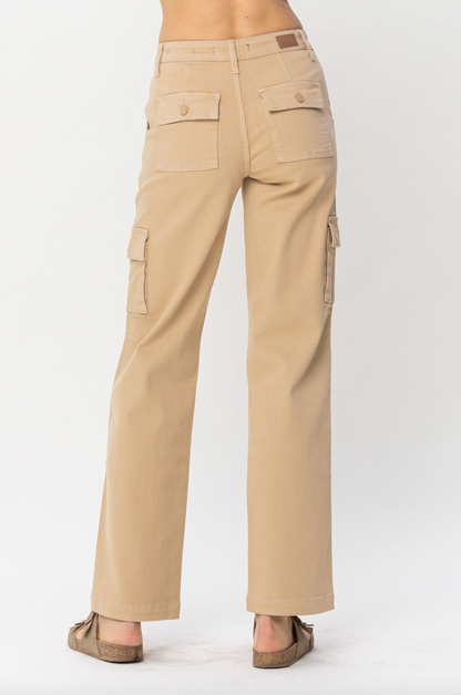 Judy Blue Khaki Cargo Straight Leg Pants