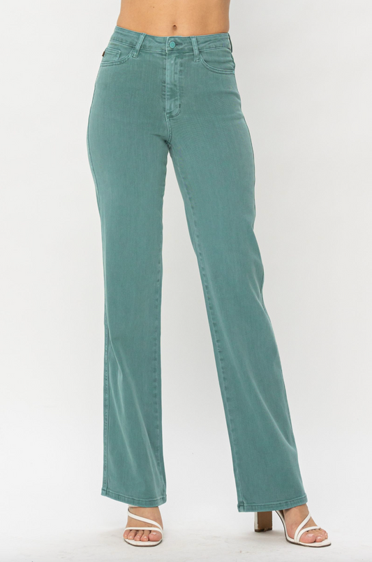 Judy Blue Straight Leg Sea Green Jeans
