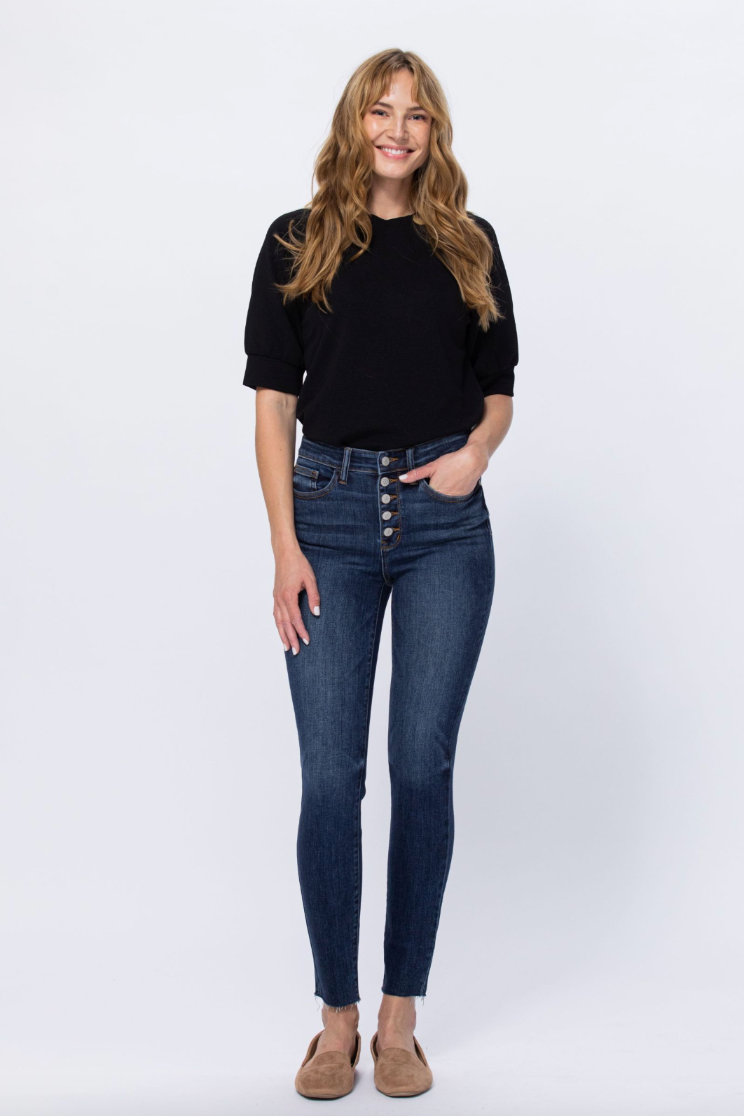 Judy Blue Button Fly Cut Off Jeans
