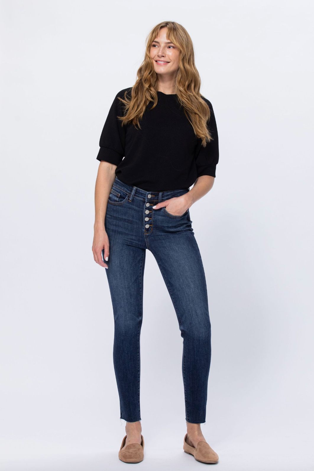 Judy Blue Button Fly Cut Off Jeans