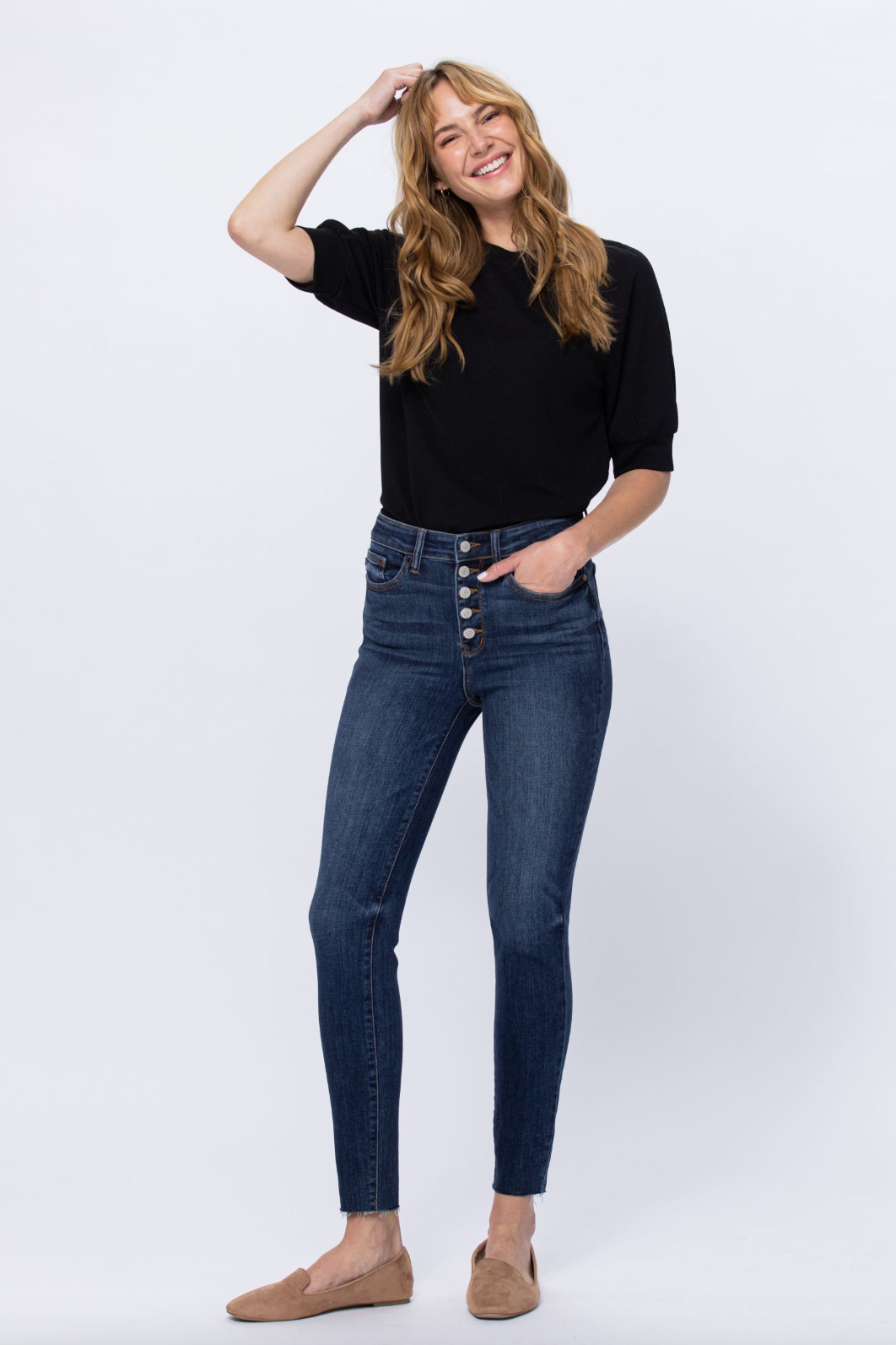 Judy Blue Button Fly Cut Off Jeans