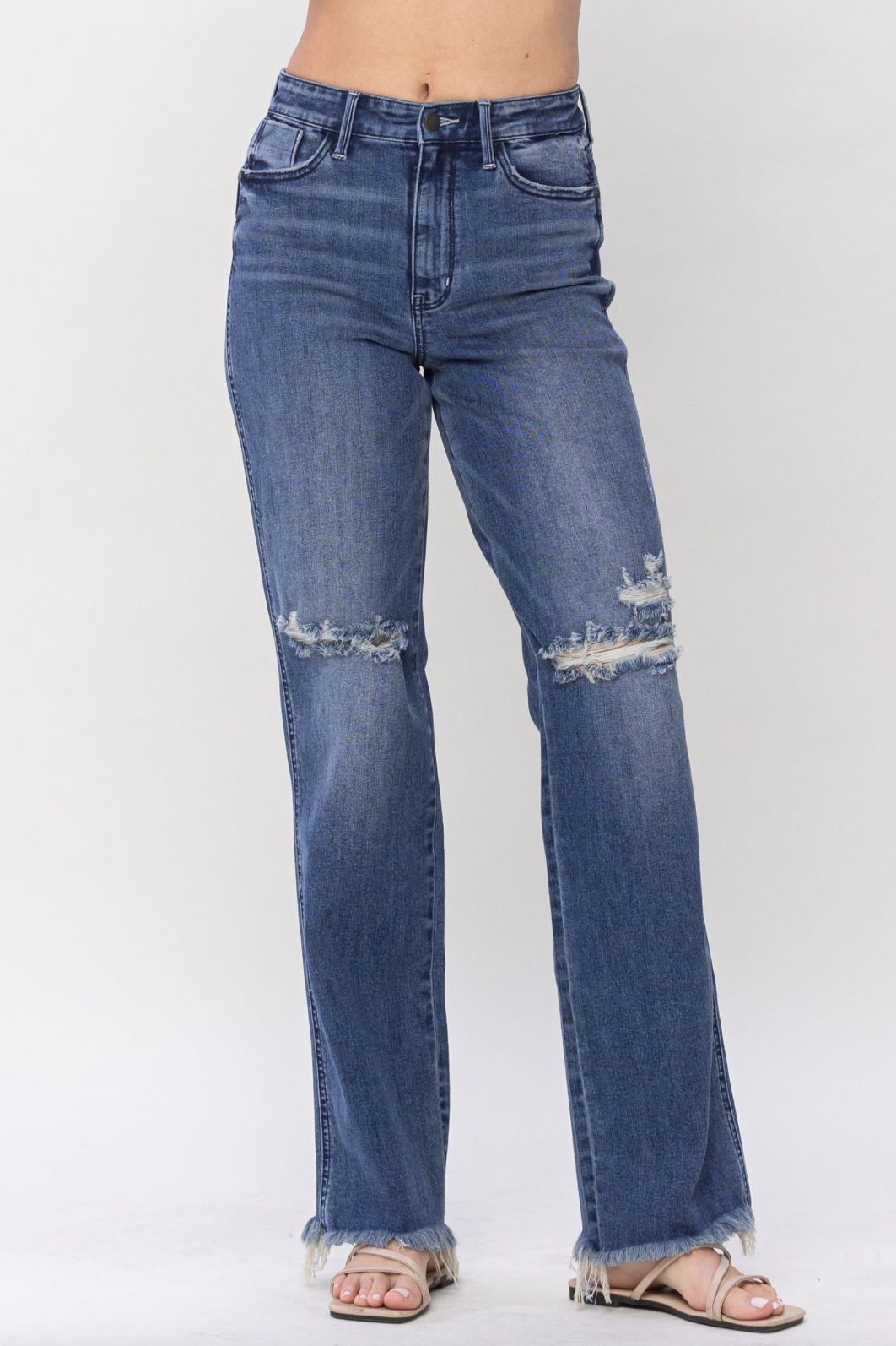 Judy Blue Knee Destroy Straight Leg Jeans