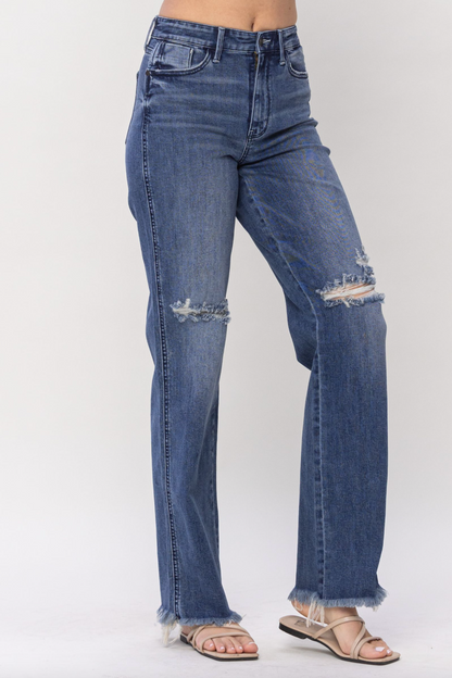 Judy Blue Knee Destroy Straight Leg Jeans