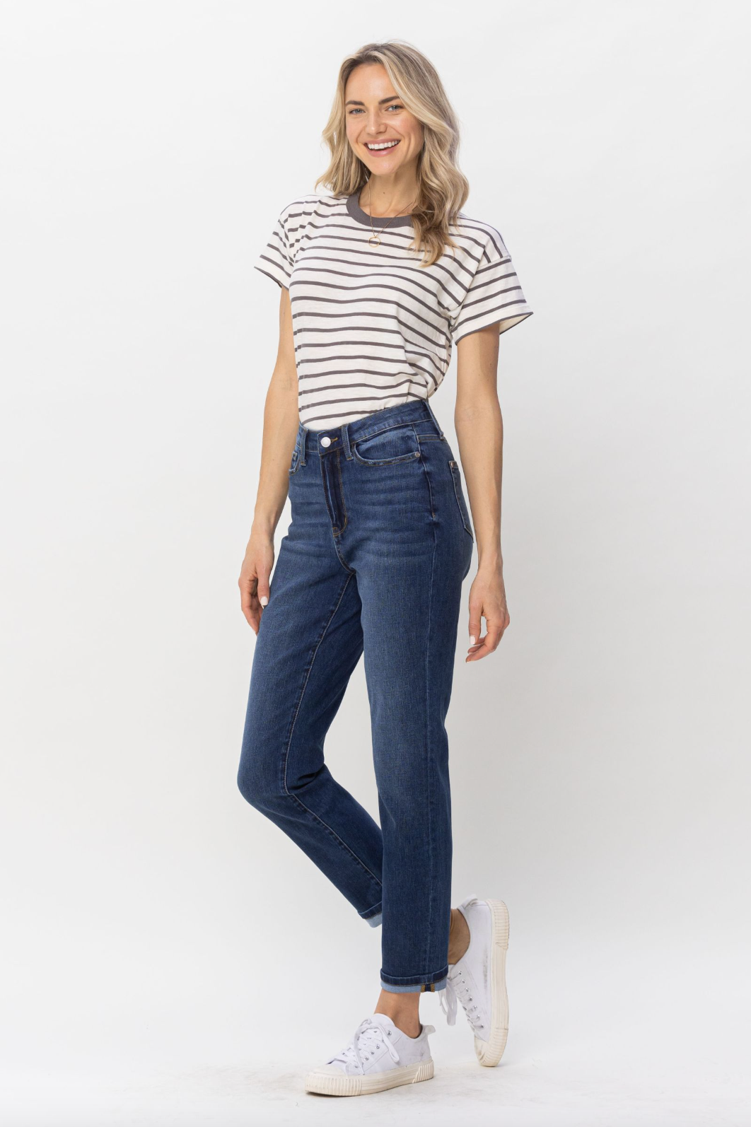 Judy Blue Cool Denim Cuffed Boyfriend Jeans