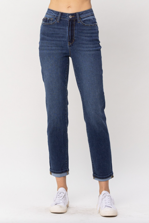 Judy Blue Cool Denim Cuffed Boyfriend Jeans