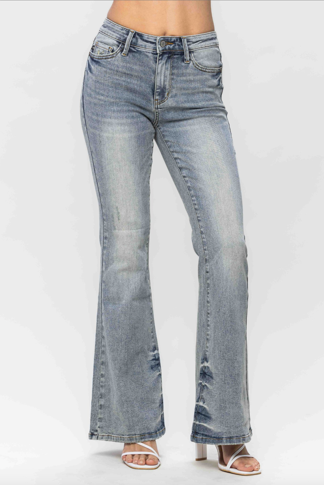 Judy Blue Tinted Pin Tack Flare Jeans