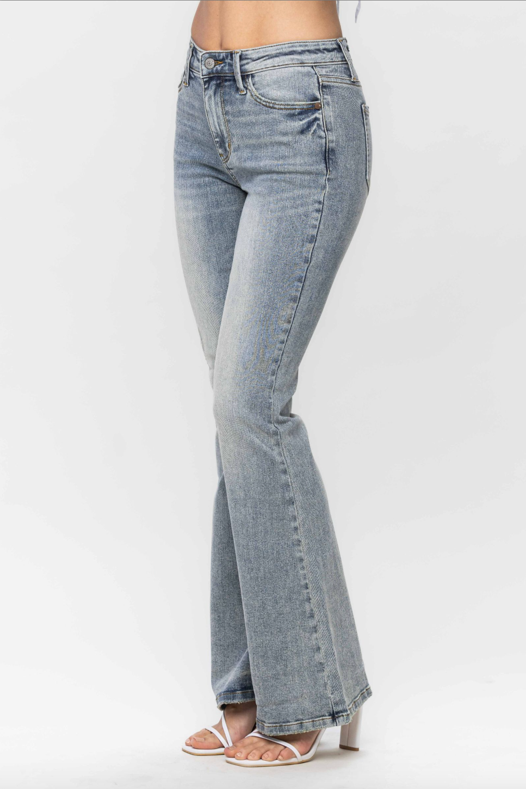 Judy Blue Tinted Pin Tack Flare Jeans