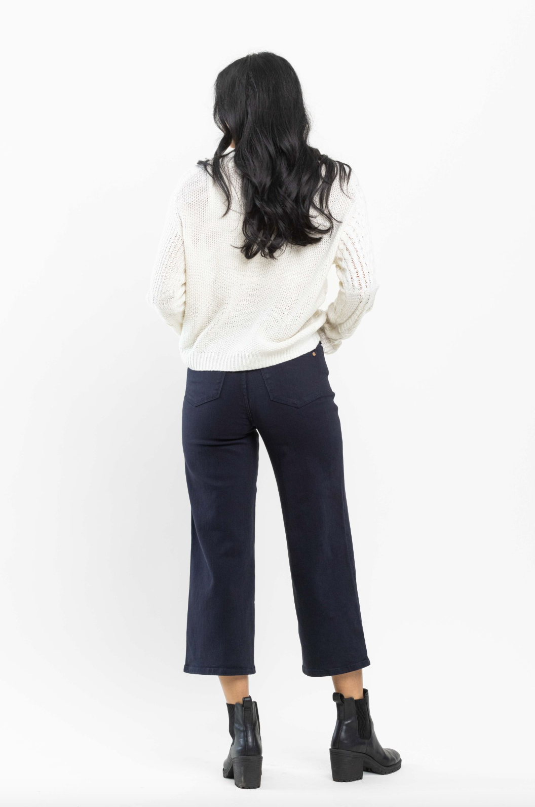 Judy Blue Tummy Control Wide Leg Crop - Navy