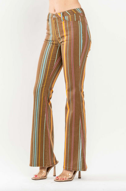 Judy Blue Striped Flare Jeans