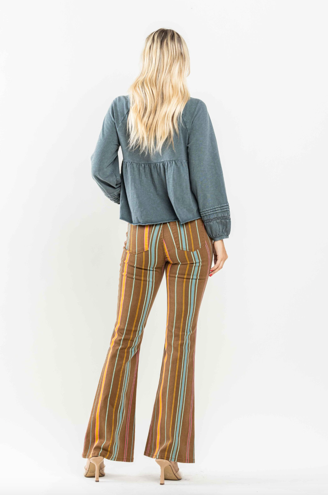 Judy Blue Striped Flare Jeans