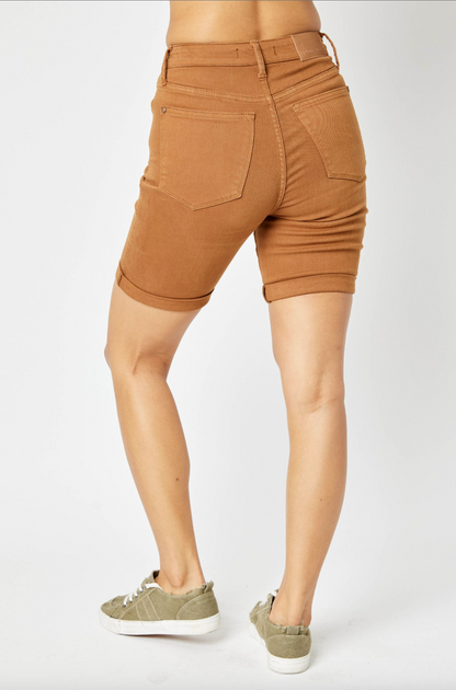Judy Blue Tummy Control Bermuda Shorts - Brown