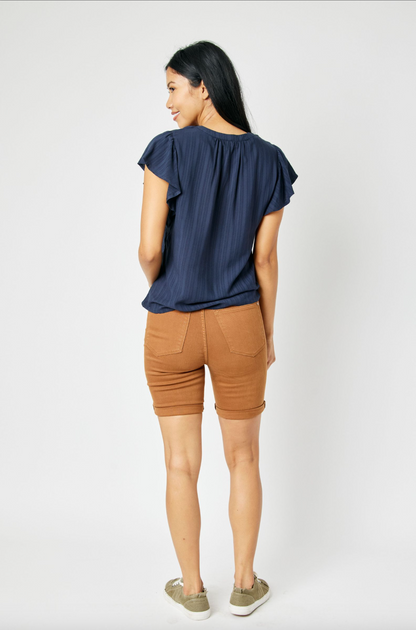 Judy Blue Tummy Control Bermuda Shorts - Brown
