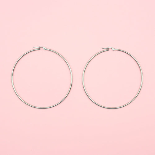 74mm Stainless Steel Hoop Earrings