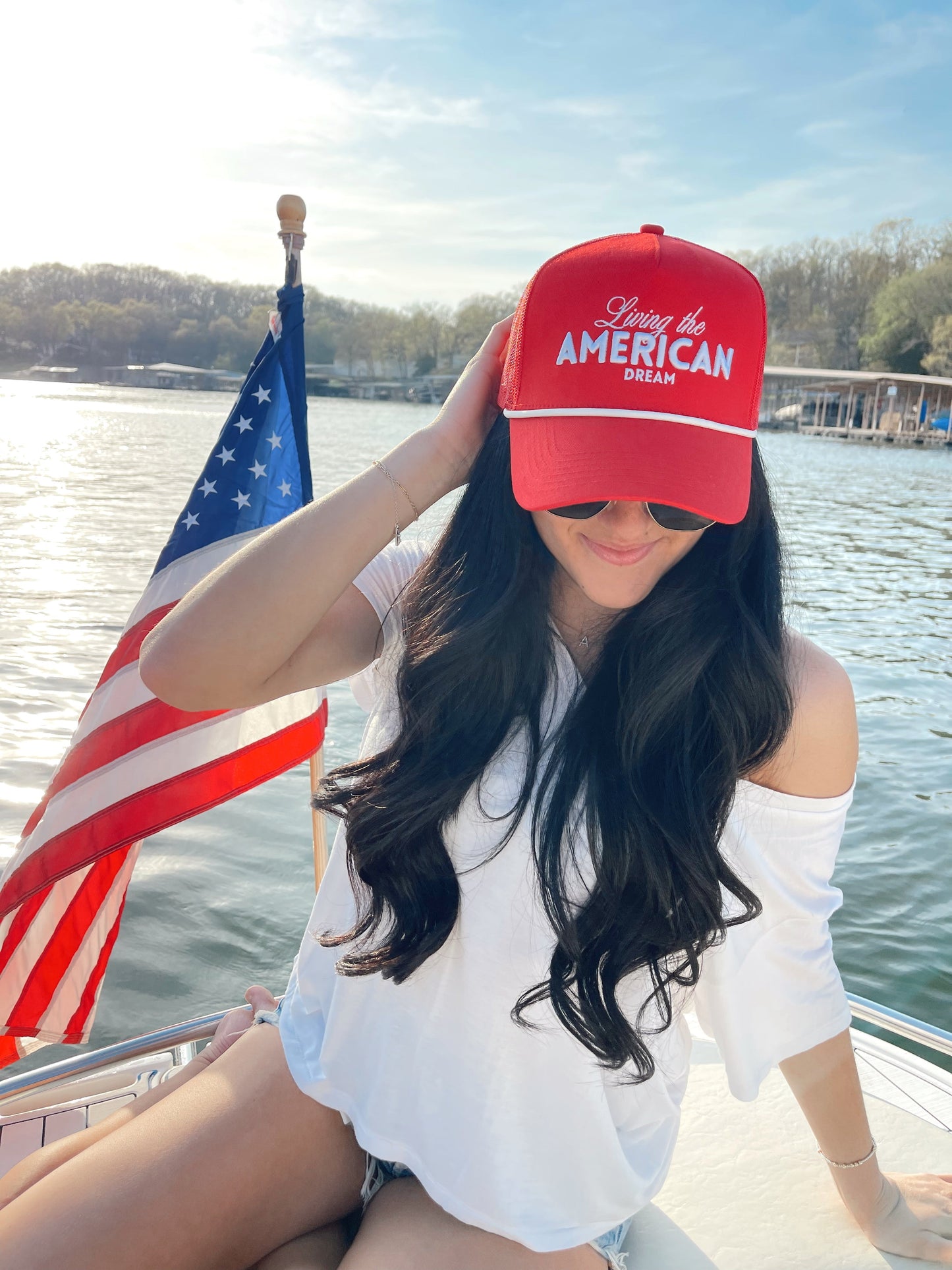 Living the American Dream - Red Vintage Trucker Hat