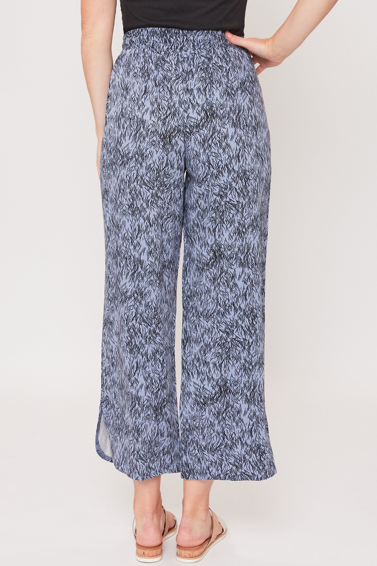 Women's Elastic Waist Pant With Slit Hem