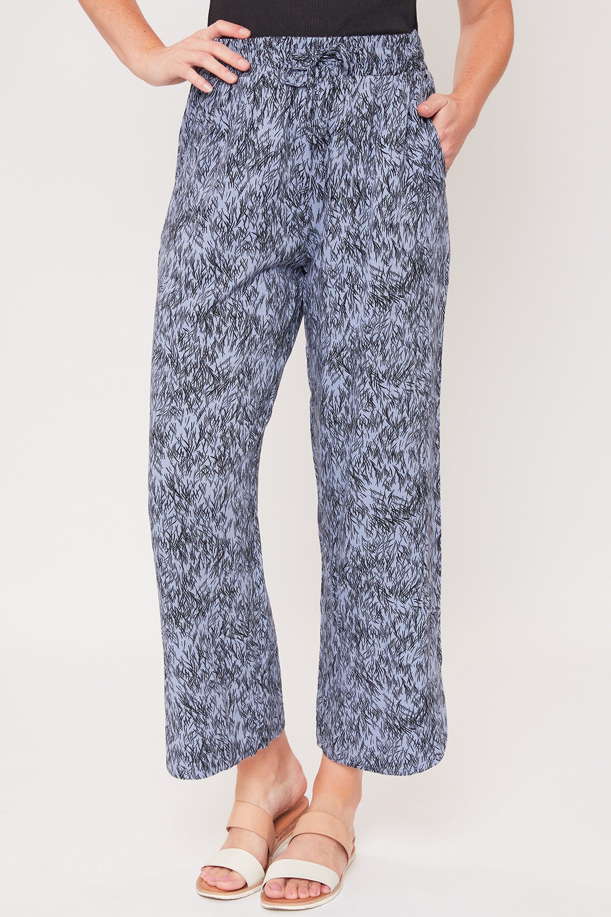 Women's Elastic Waist Pant With Slit Hem