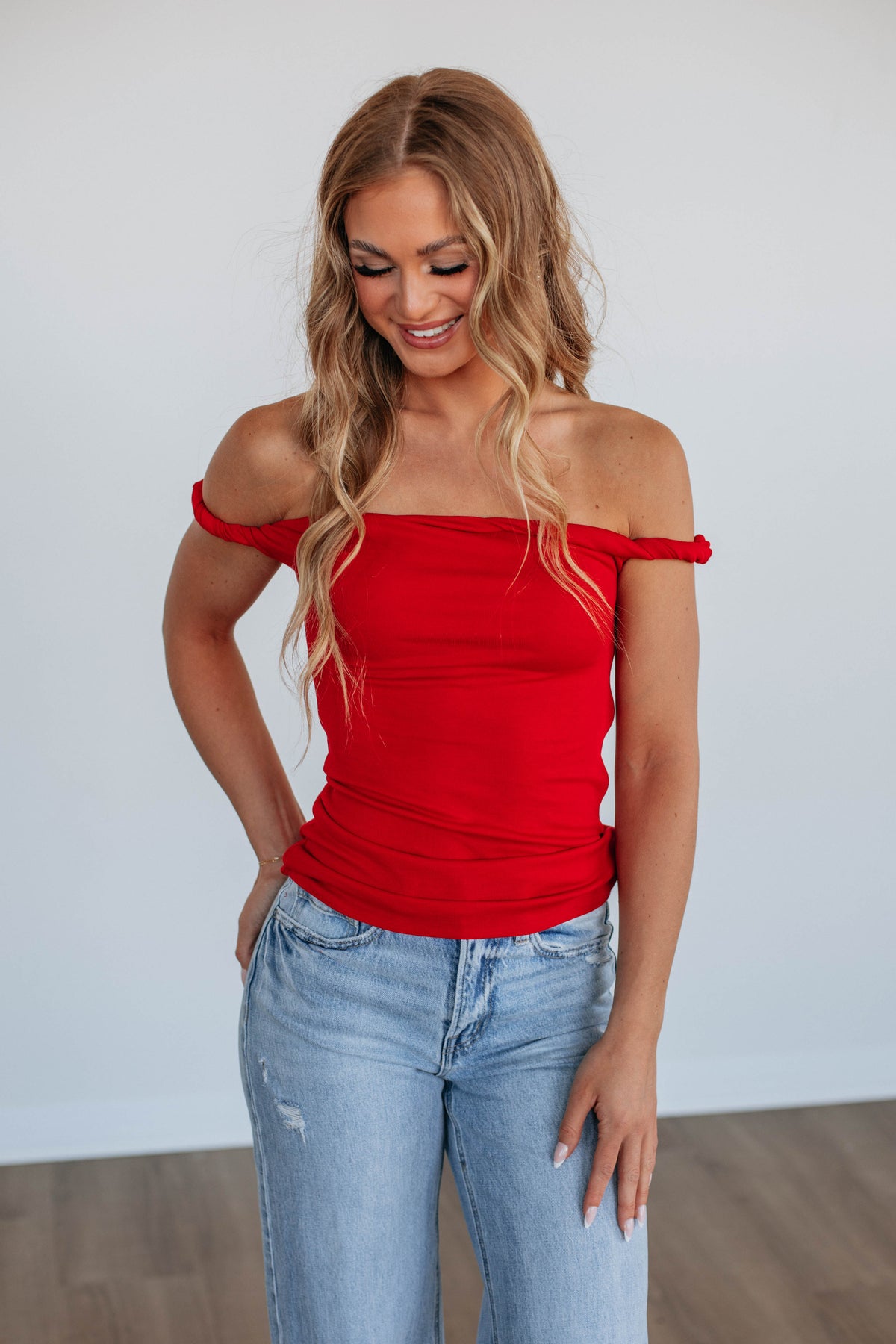Zariya Off Shoulder Top - Cherry