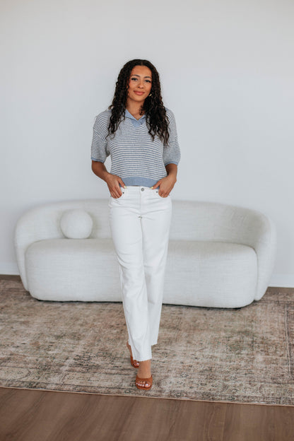 Zeldine Knit Top - Slate Blue Mix