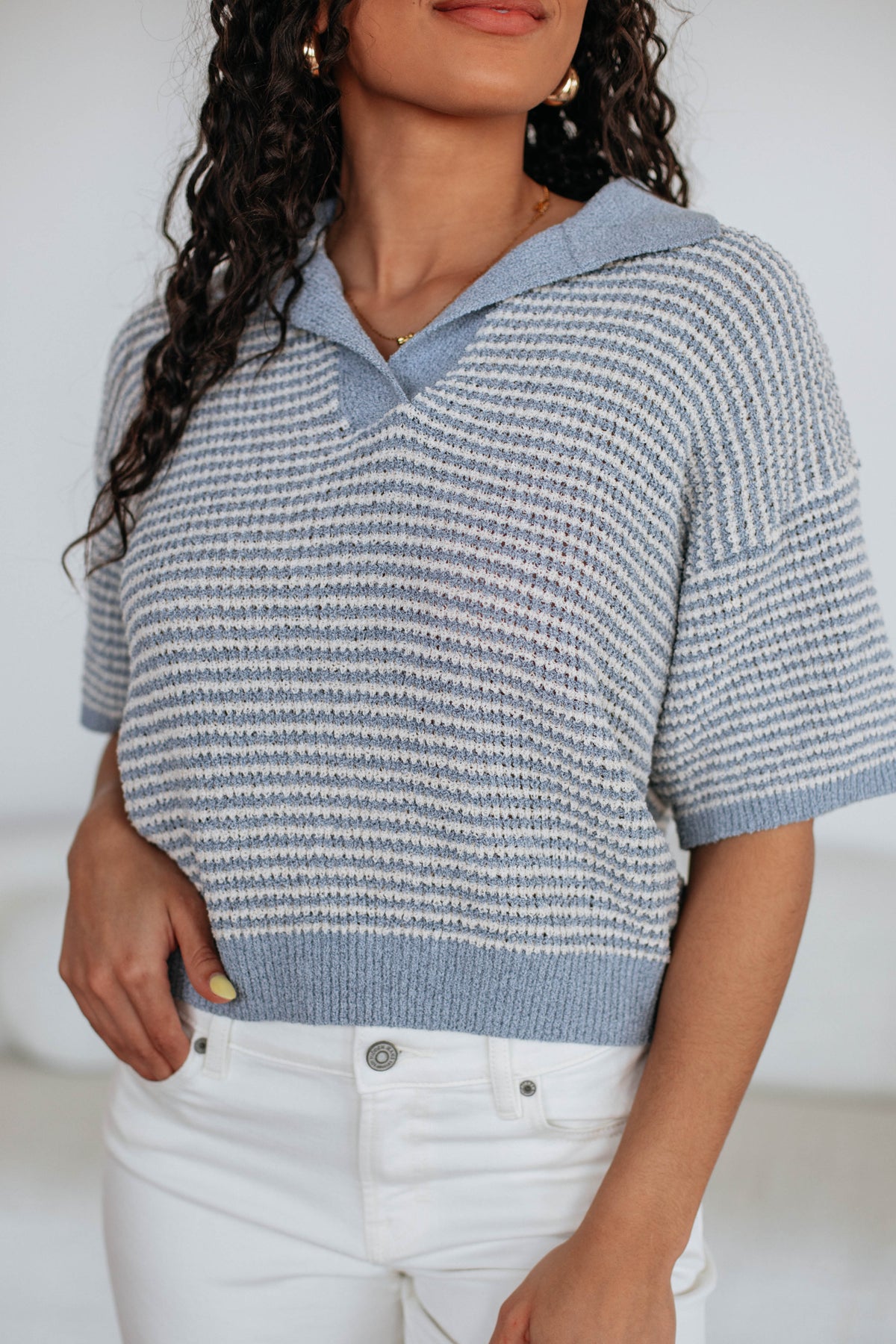 Zeldine Knit Top - Slate Blue Mix