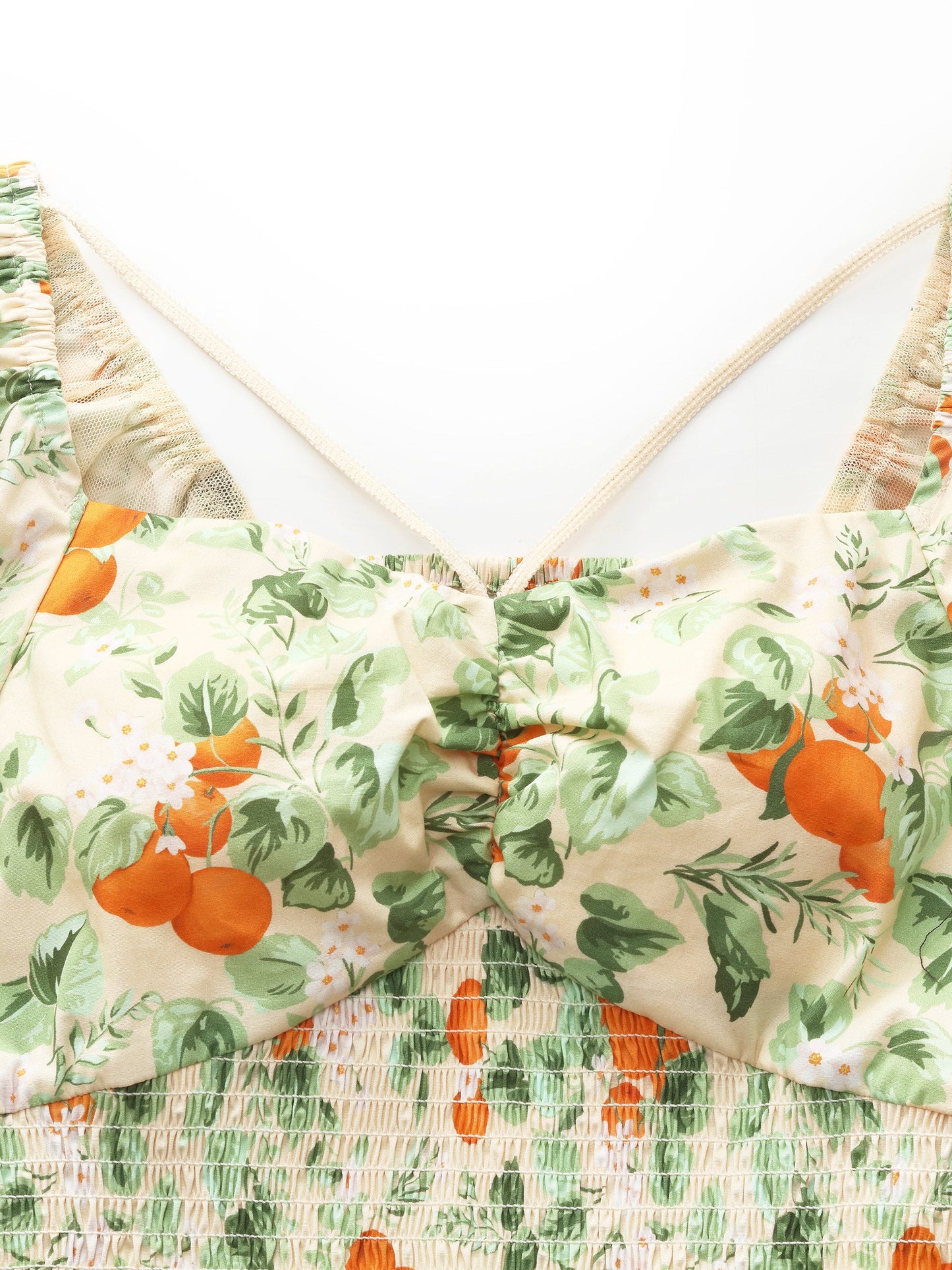 Cotton Floral Print Women Smocked Top