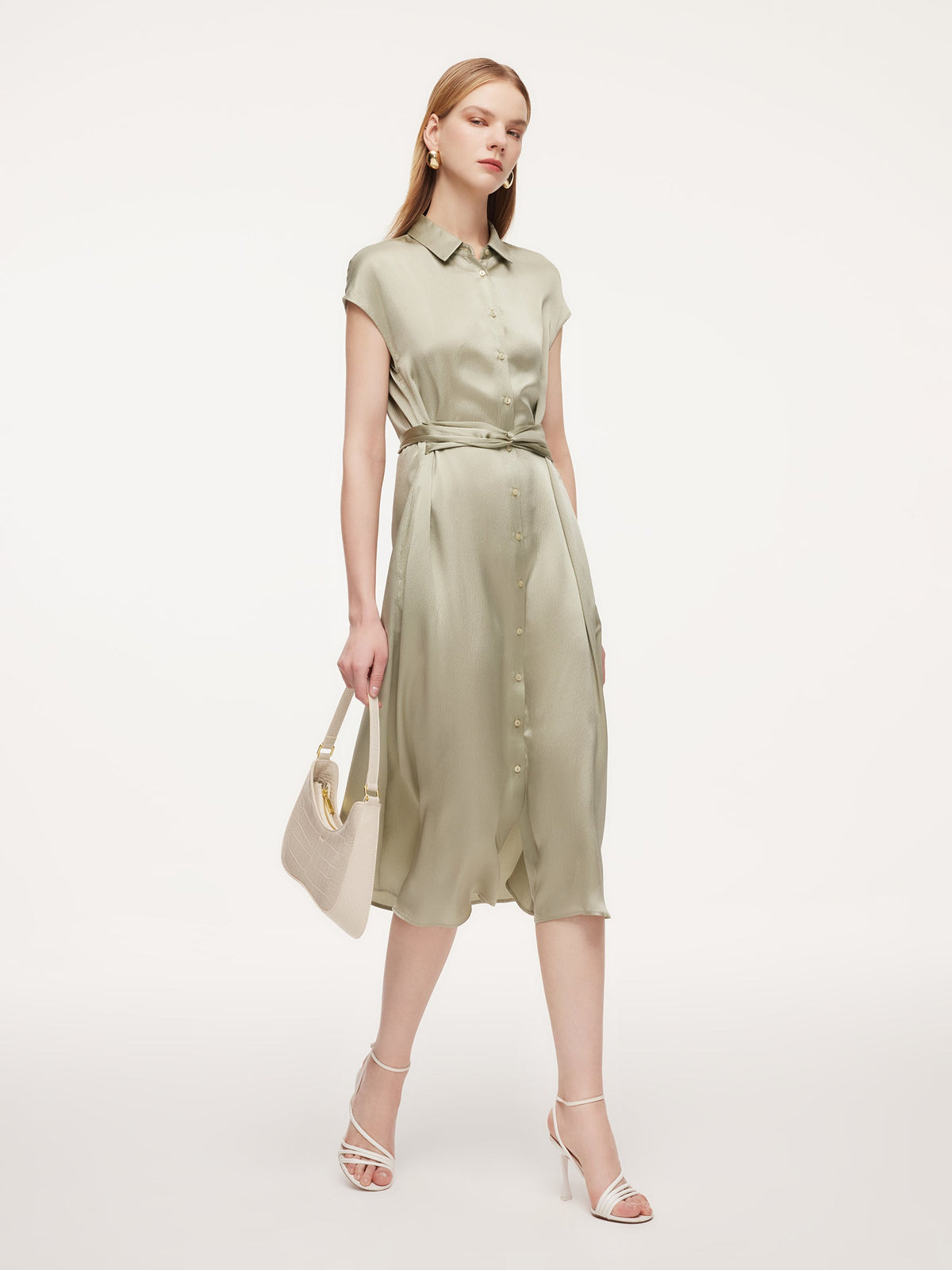19MM Mulberry Silk Front Knot Women Self-Tie Maxi Dress