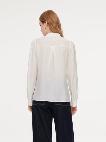 [Preview] Acetate Blend Lace Bow Tie Women Shirt