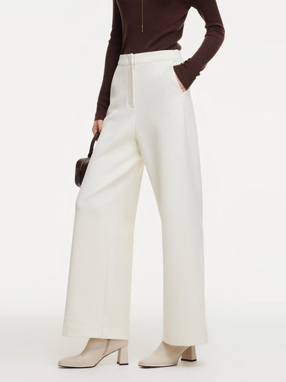 Adjustable Waist Straight Wide Leg Women Pants