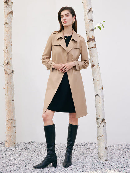Worsted Woolen Women Trench Coat With Belt
