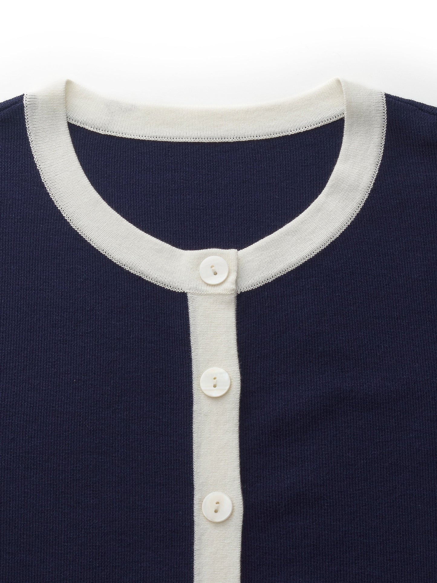 Lyocell Blend Contrast Trim Women Cardigan
