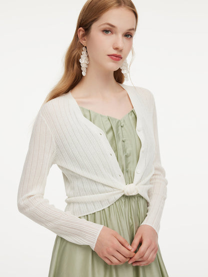 Tencel Wool Blend V-Neck Women Cardigan
