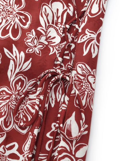 Marigold Floral Print Convertible Elastic Neck Women Maxi Dress