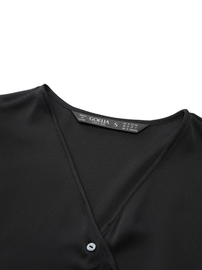 22MM Mulberry Silk Asymmetrical Hem Women Blouse With Ribbon