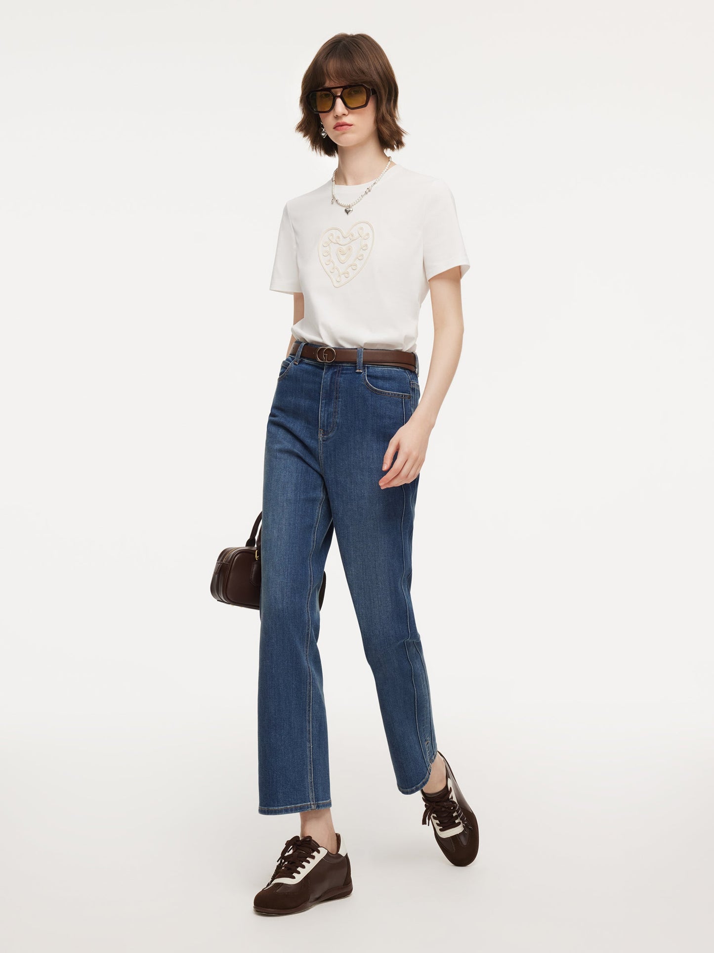 Acetate Blend Denim Adjustable Waist Women Ankle-Length Jeans