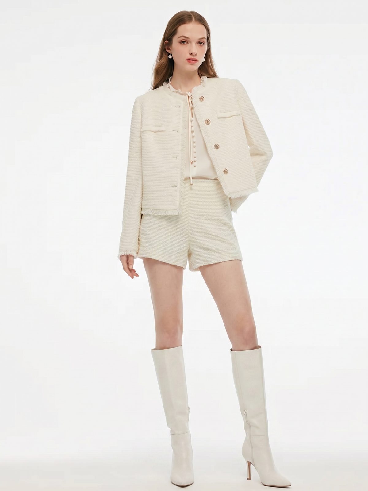Wool Blend Tweed A-Line Women Shorts