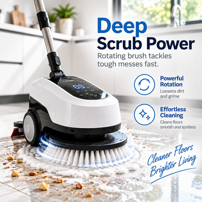 UltraClean 3-in-1 Electric Floor Scrubber – Rotating Brush, Squeegee & Mop Cleaning System