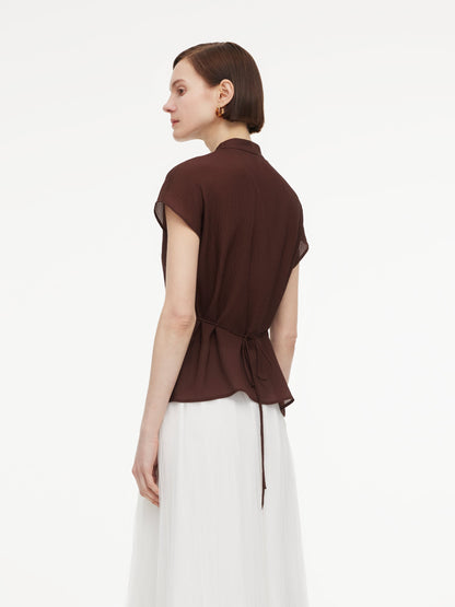 10.5MM Mulberry Silk V-Neck Twist Front Women Blouse
