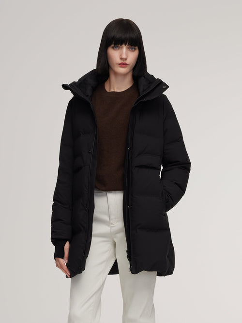Thermal Tech Back Hooded Goose Down Coat