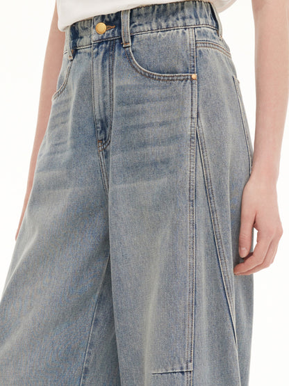 100% Cotton Denim Women Curved-Leg Jeans