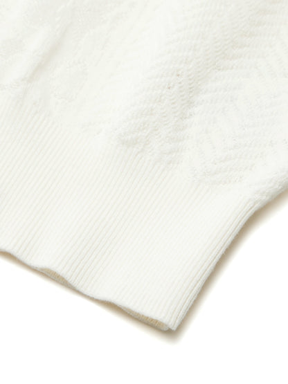 Lace Jacquard Round Neck Women Knit Top