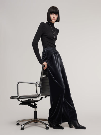 Velvet Straight Wide Leg Women Pants