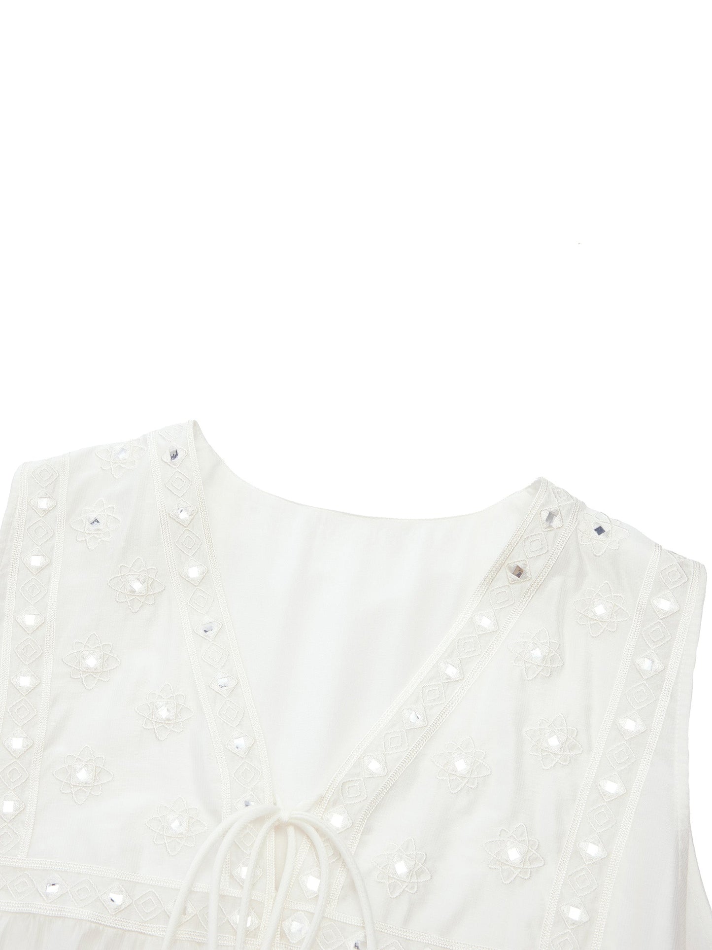 Tencel Blend Embroidered Women Sleeveless Maxi Dress