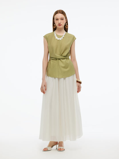 Tencel Blend A-Line Elastic Waist Women Culottes