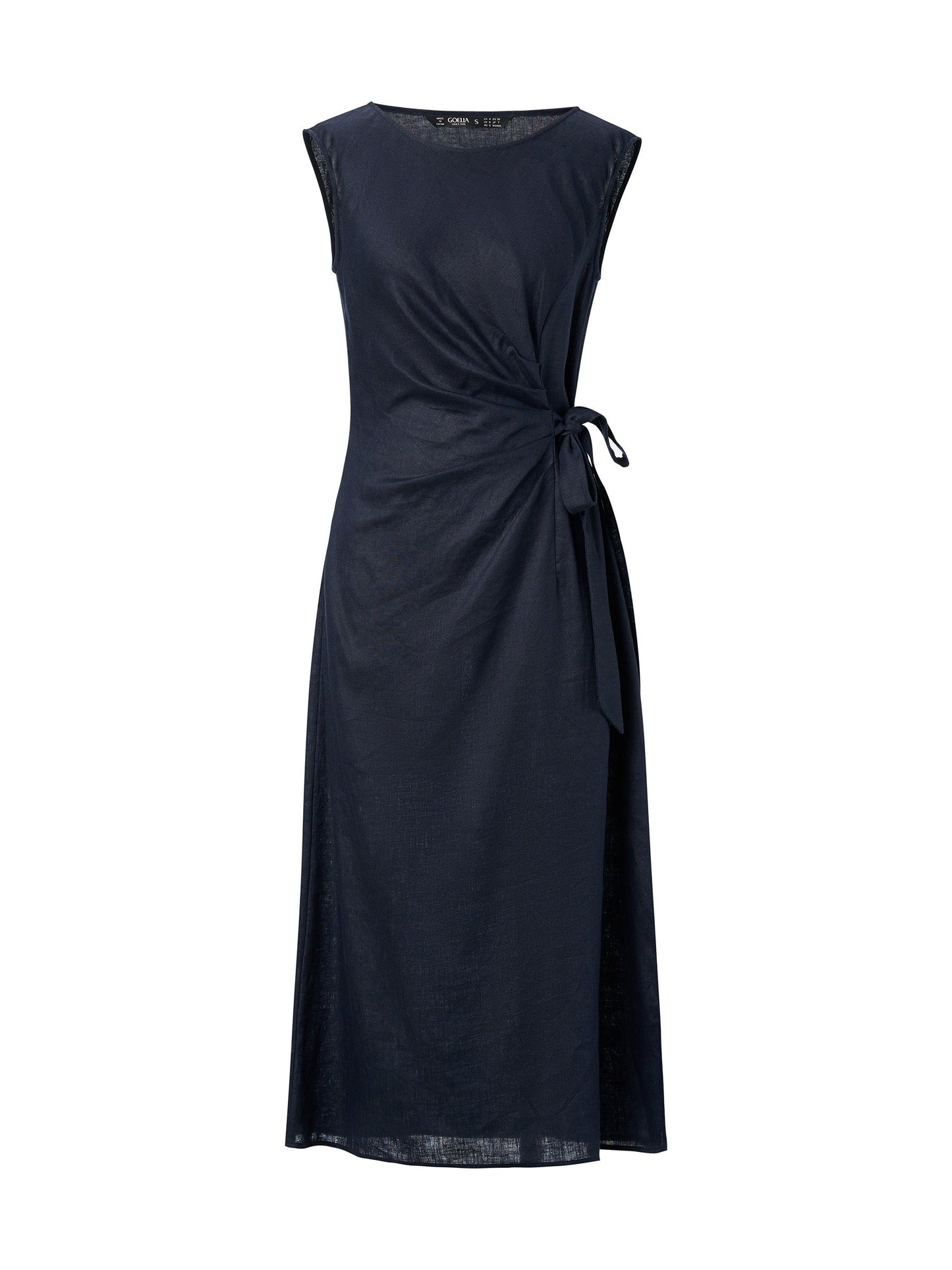 100% Linen Side Tie Women Sleeveless Maxi Dress