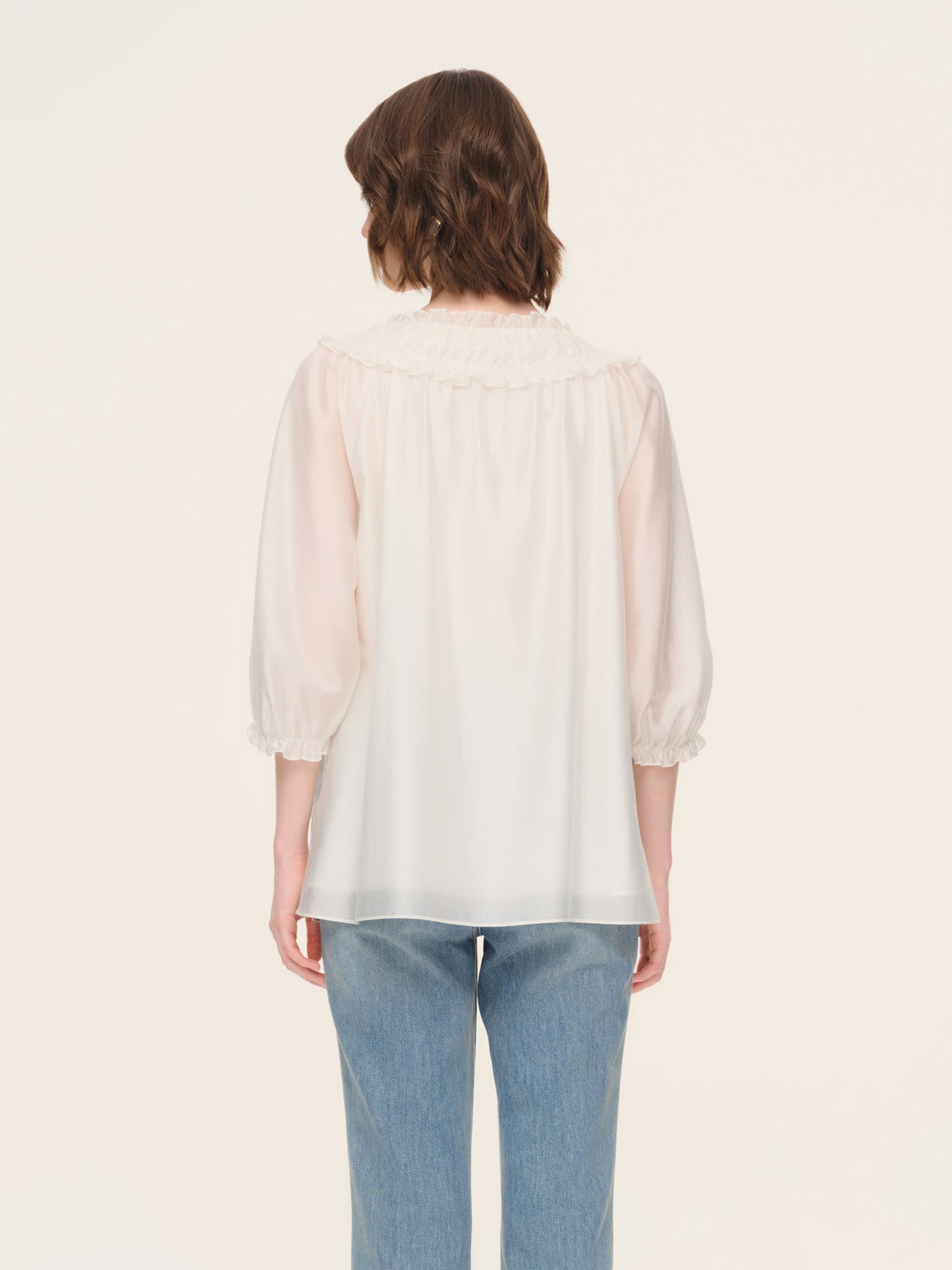 Tencel Blend 3/4 Sleeve Women H-Line Blouse