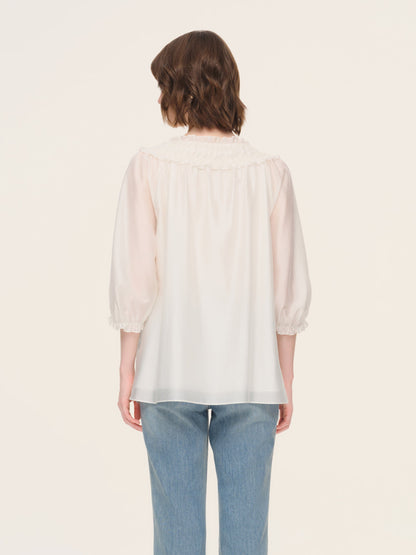 Tencel Blend 3/4 Sleeve Women H-Line Blouse